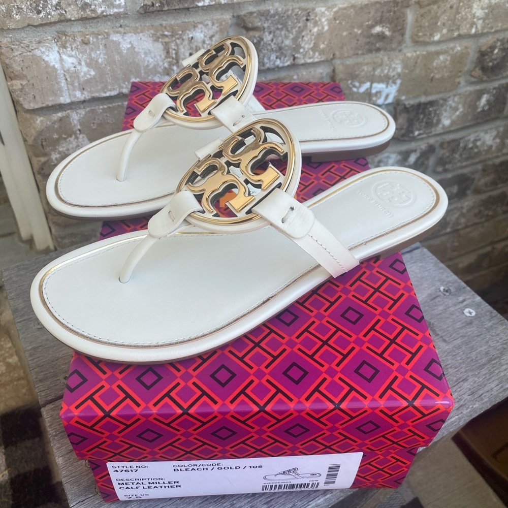 BNIB Tory Burch Miller Metal-Logo Sandal 7.5